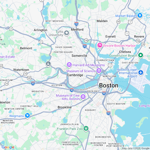 Map showing Cambridge, MA — Global HQ